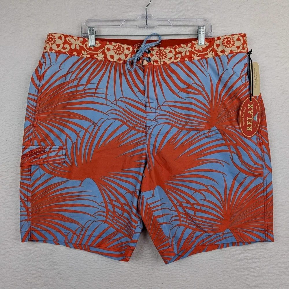 NWT Tommy Bahama Relax Board Shorts Men's 2XL Lined Swim Trunks Palm Tropical